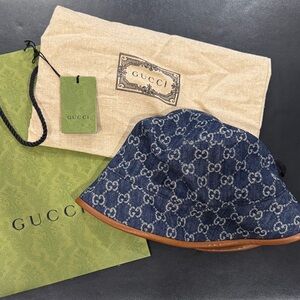 Gucci Denim Navy Monogram Bucket Hat
